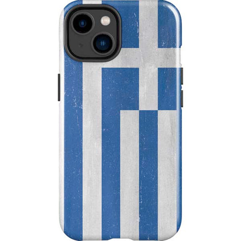 Greece Flag Distressed iPhone 14 Plus Impact Case